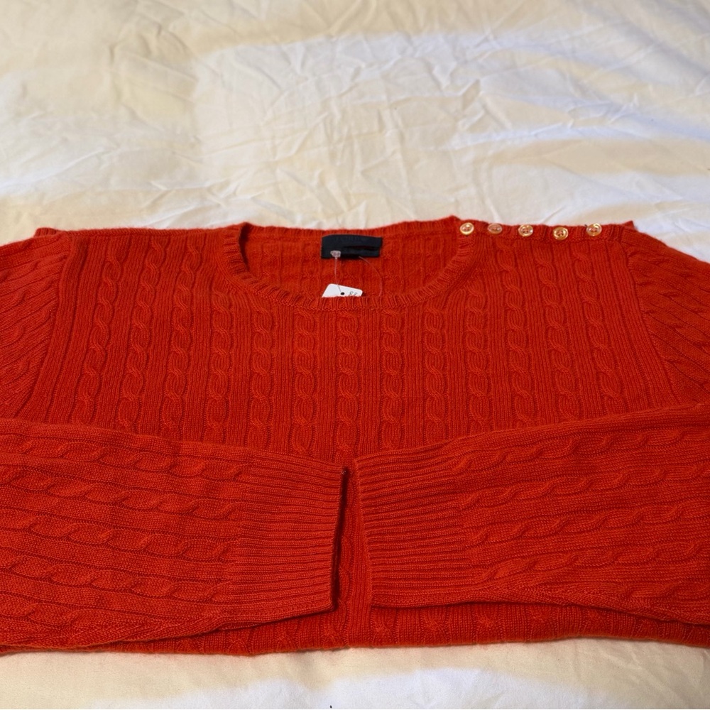 NWT J. Crew Vibrant Red Cable Knit Sweater